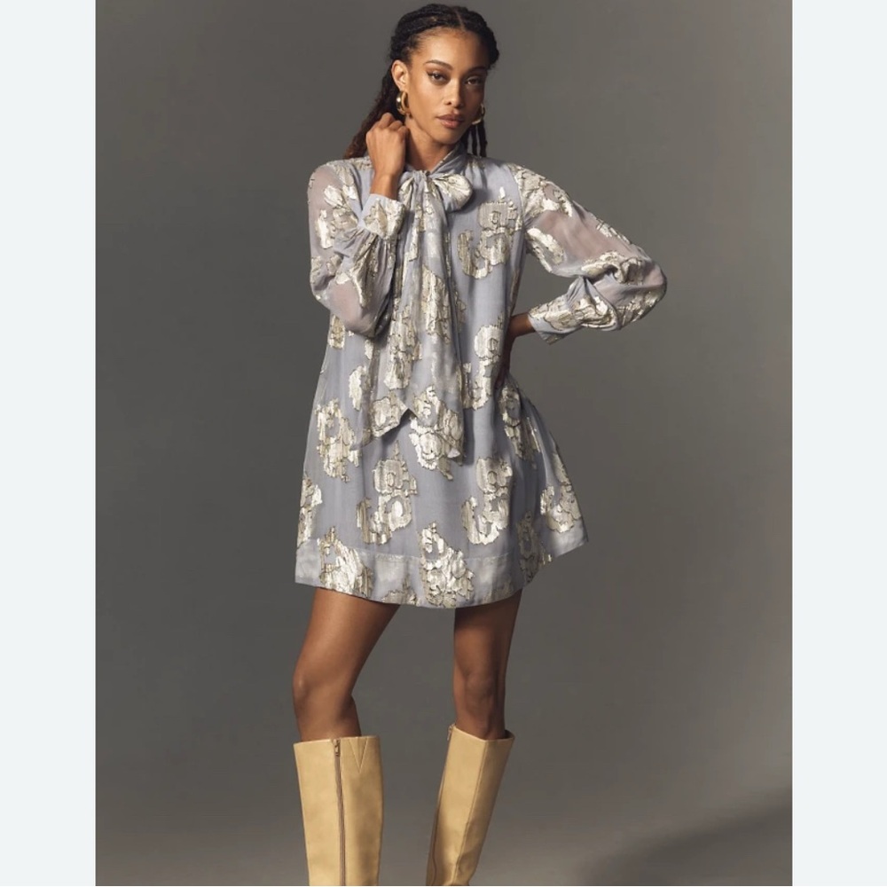 {Anthropologie} Maeve Caroline Jacquard Tie Dress